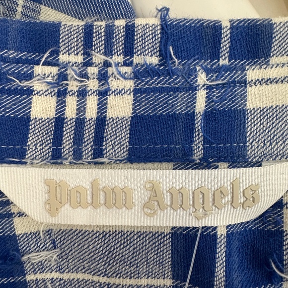 Palm Angels Blue & White Plaid Button Down Shirt Size 42/US 6 - Picture 8 of 8